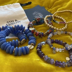 Assorted Beaded Glass and 18k Gold-filled Bracelets